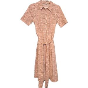 Boden Pink Button Up Dress Whimsical Sunglass Print Pockets Sz 12L NWOT